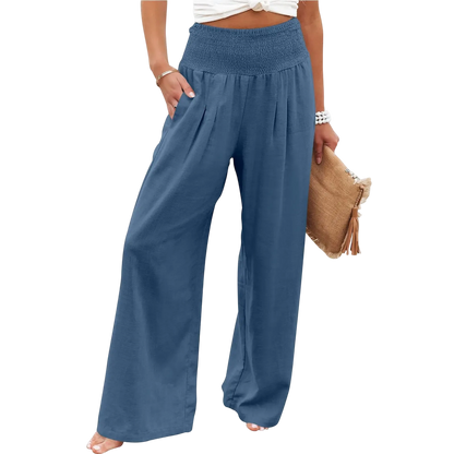 Women's linen wide-leg pants