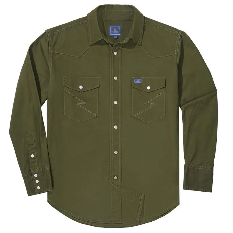 🔥HOT-SALE 🔥Men's Long Sleeve Stone-Washed and Pre-Washed Denim Work Shirt