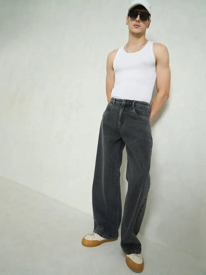Men Basic Wide Leg Jeans