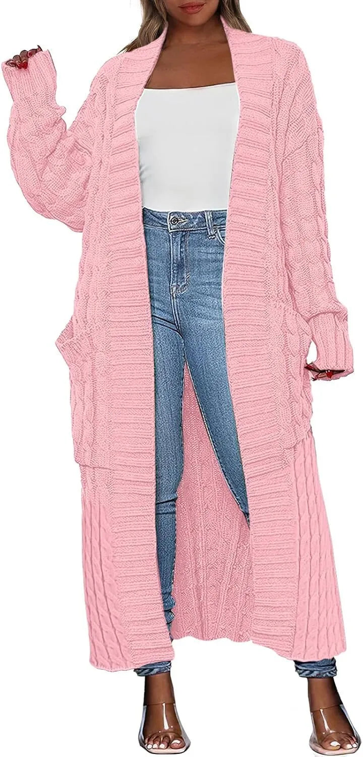 Women's Long Cardigan 2024 Oversized Coat Long Sleeve Open Cardigan Knitted Extra Long Coat Autumn Fashion Jacket Clothes