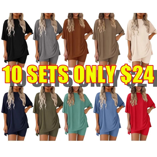 🔥Women's Casual Loose-fitting Two-Piece Set (Crew Neck/V-Neck) 🔥