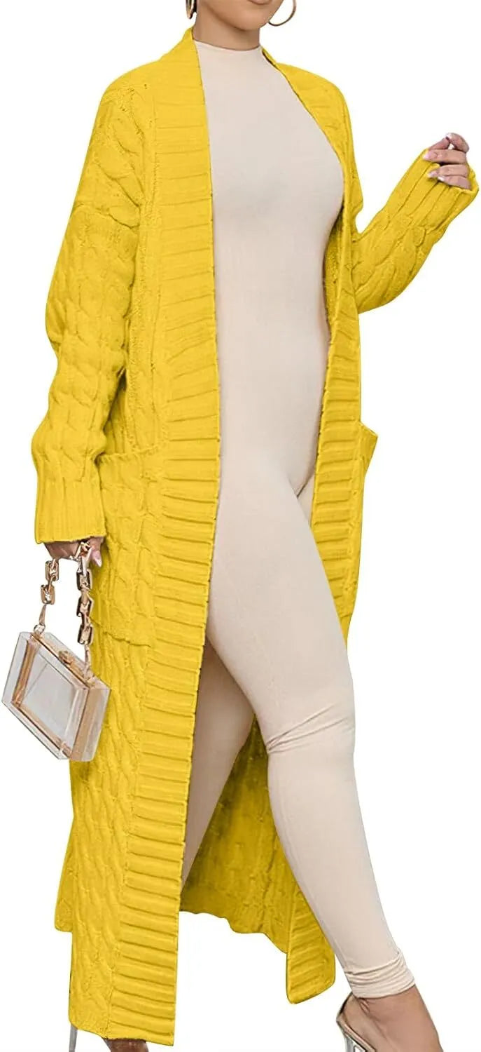 Women's Long Cardigan 2024 Oversized Coat Long Sleeve Open Cardigan Knitted Extra Long Coat Autumn Fashion Jacket Clothes