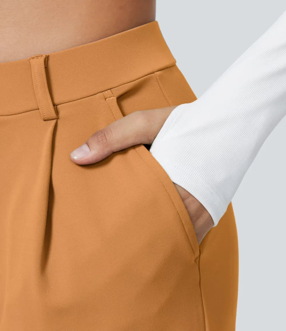 ⏰Big Spring Sale!High Waisted Side Pocket Straight Leg Work Pants