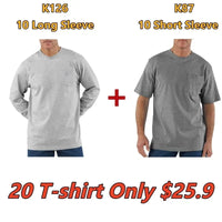 🔥20-Pack: 10 Long Sleeve & 10 Short Sleeve Tees Only $25.9✅