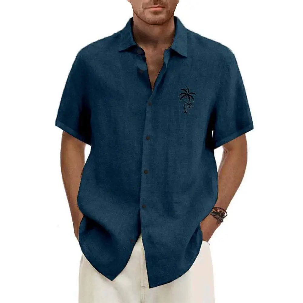 Classic Beach Men Polo Shirt Collar Short Sleeved Work Shirts for Men