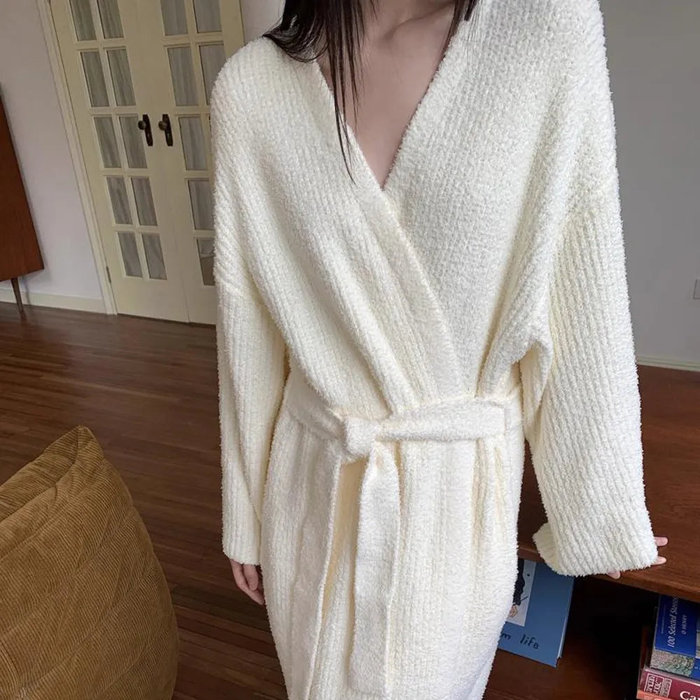 Women's double-sided plush bathrobe