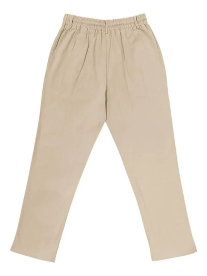 Men's Solid Button Design Linen Pants