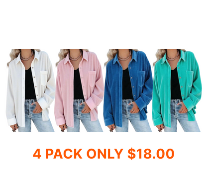 Women’s Preppy Collared Blouse – Minimalist 80s Style Button Down Shirt